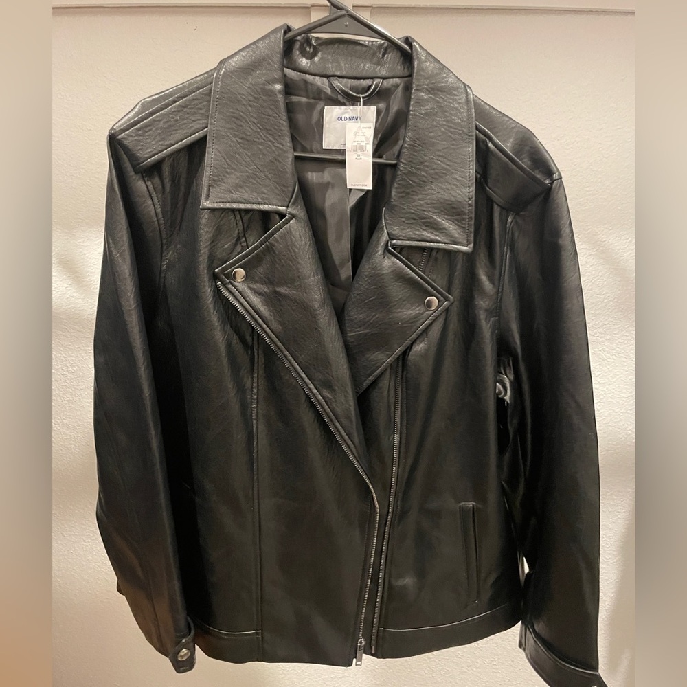 Old Navy 2x Faux Leather Assymetrical Zip Jacket NWT